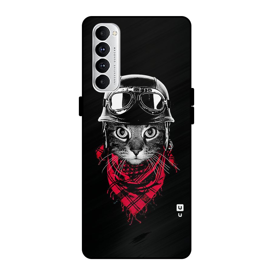Cool Biker Cat Metal Back Case for Oppo Reno4 Pro