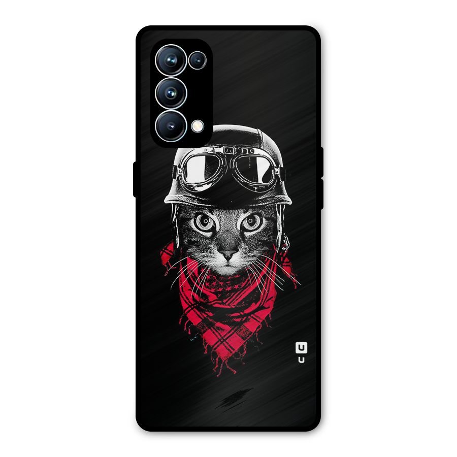 Cool Biker Cat Metal Back Case for Oppo Reno5 Pro 5G