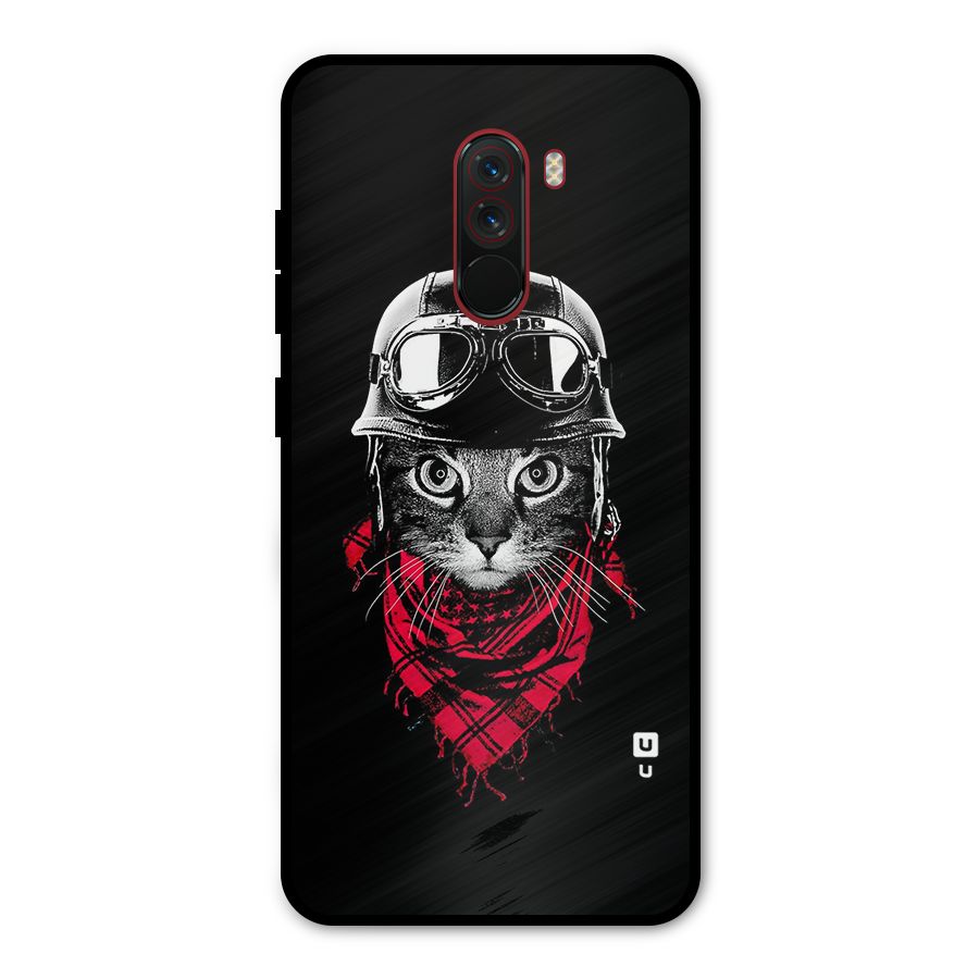 Cool Biker Cat Metal Back Case for Poco F1