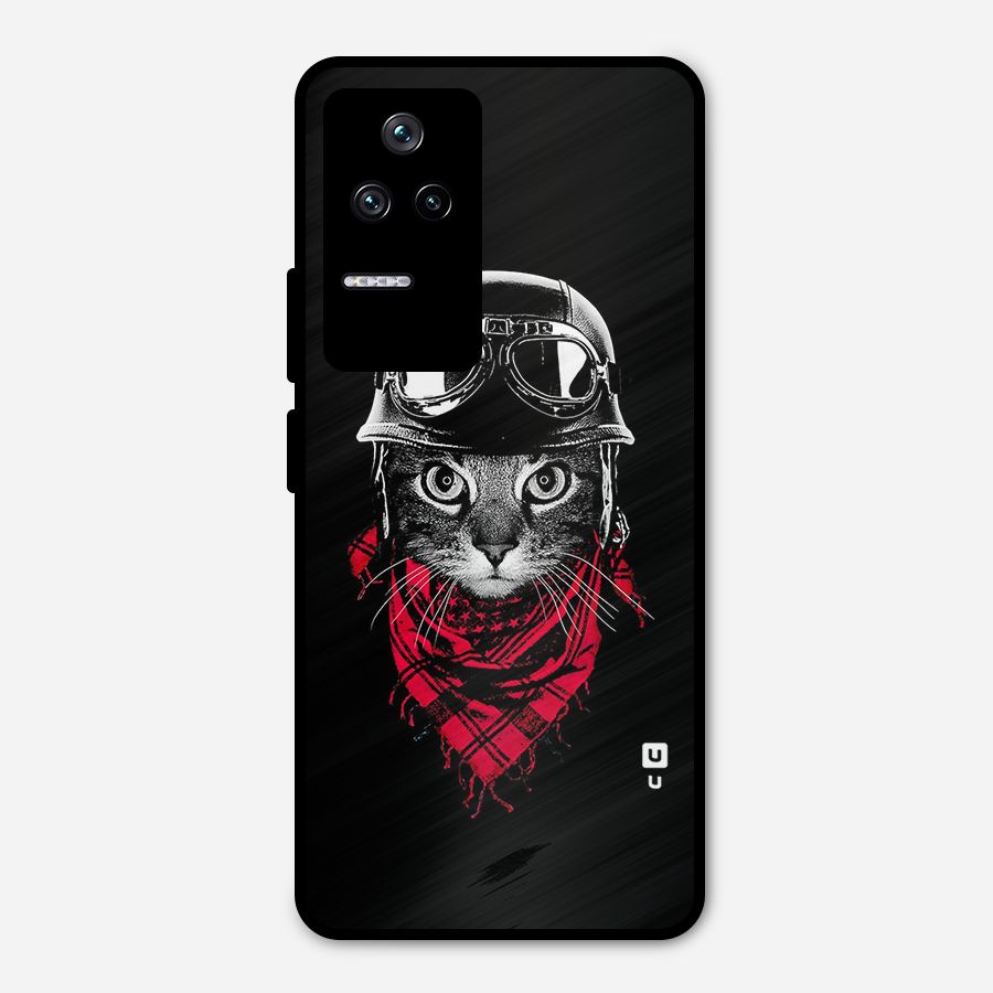 Cool Biker Cat Metal Back Case for Poco F4 5G