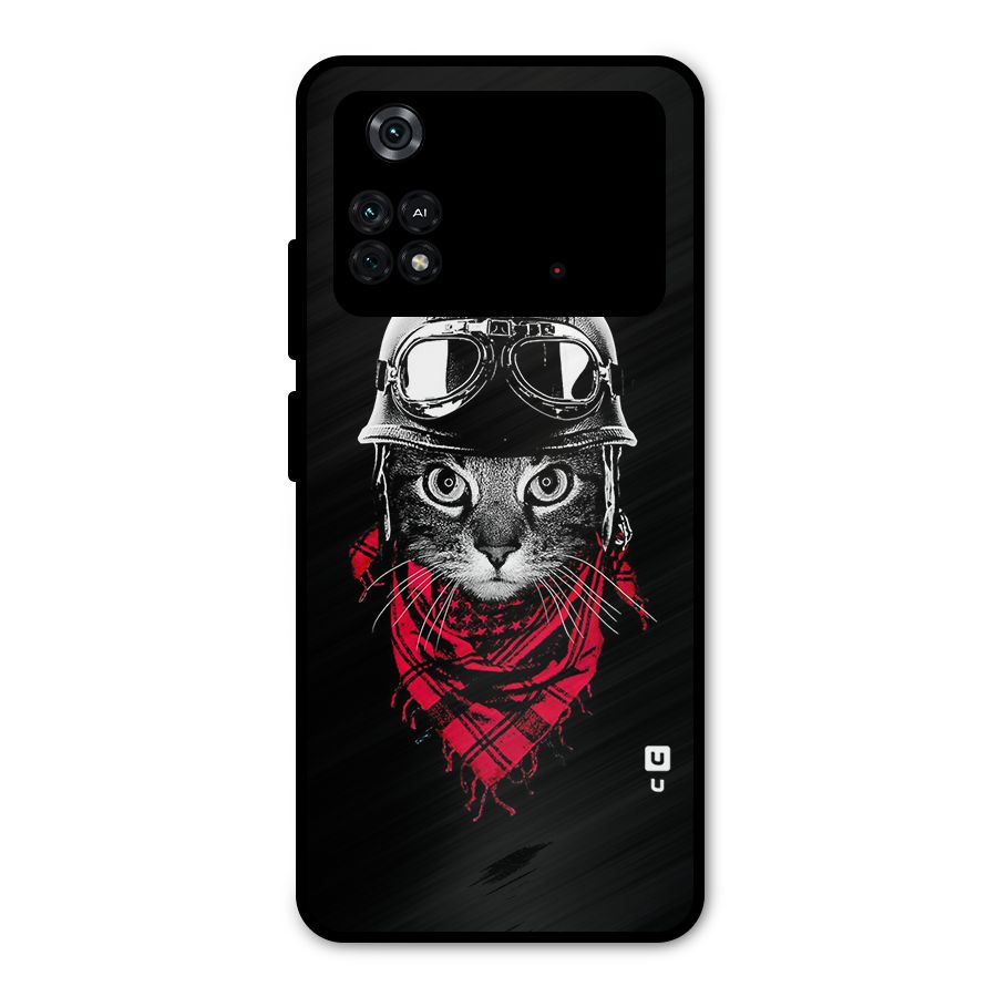 Cool Biker Cat Metal Back Case for Poco M4 Pro 4G