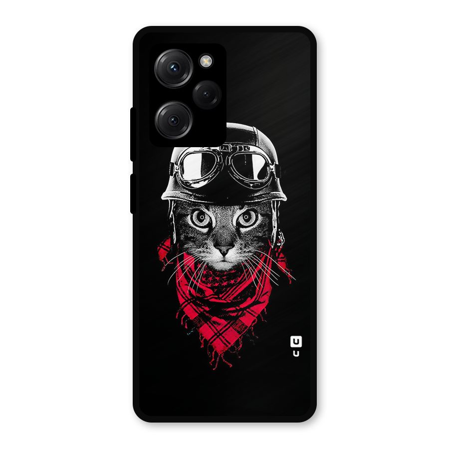 Cool Biker Cat Metal Back Case for Poco X5 Pro