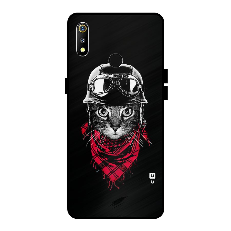 Cool Biker Cat Metal Back Case for Realme 3