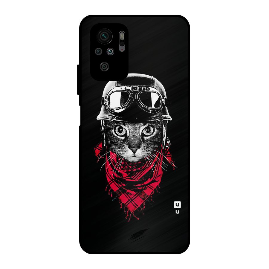 Cool Biker Cat Metal Back Case for Redmi Note 10S