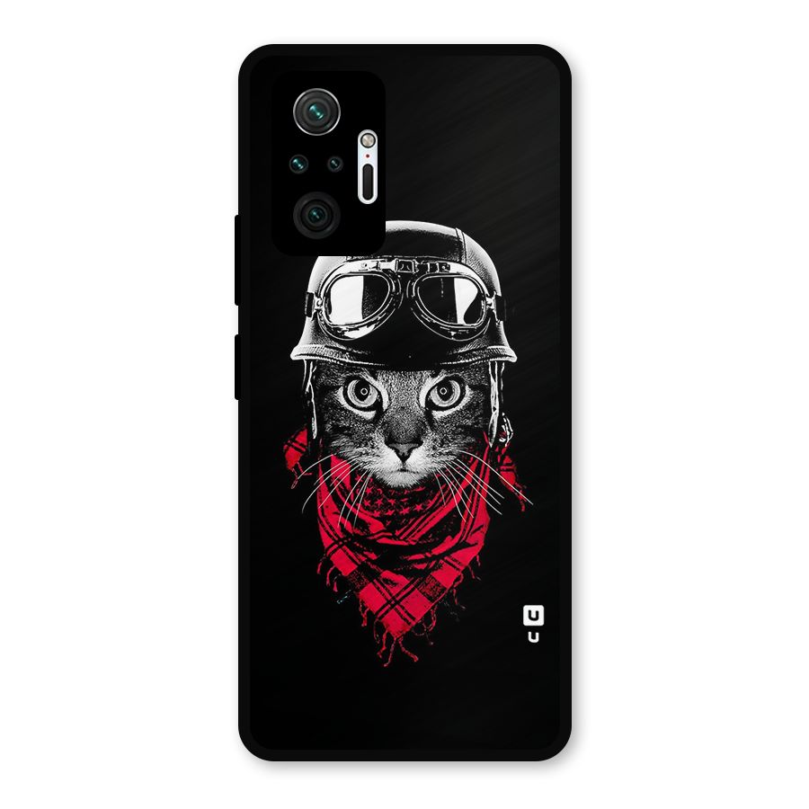 Cool Biker Cat Metal Back Case for Redmi Note 10 Pro