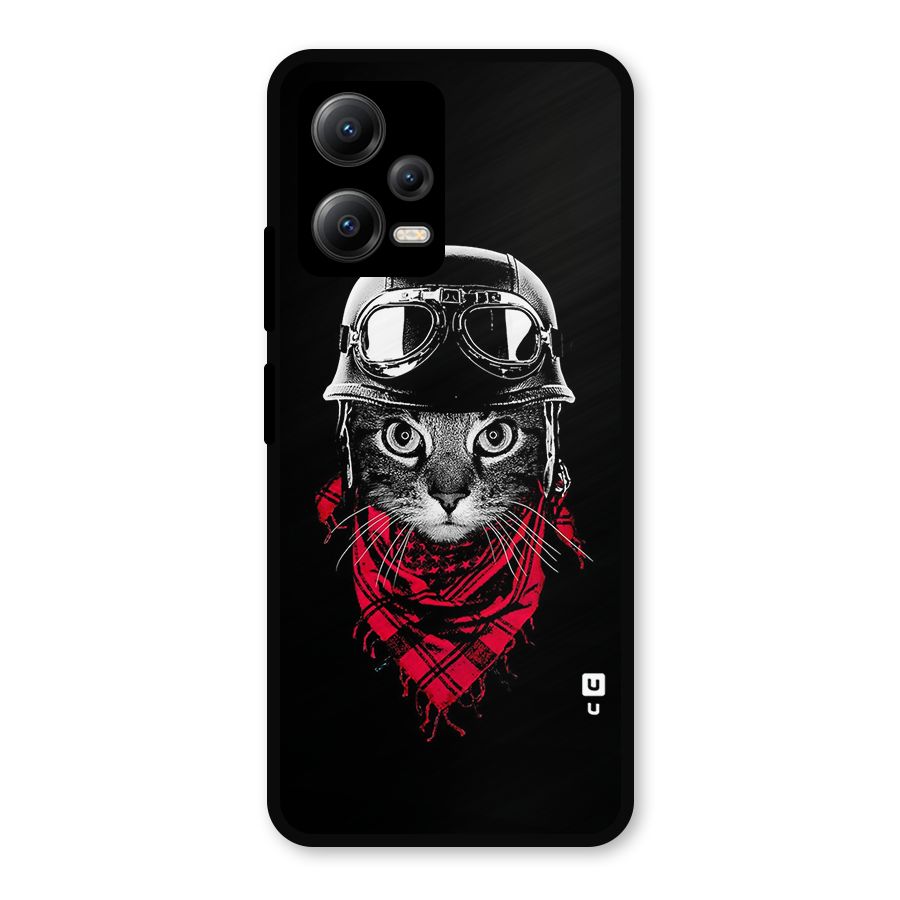 Cool Biker Cat Metal Back Case for Redmi Note 12 5G