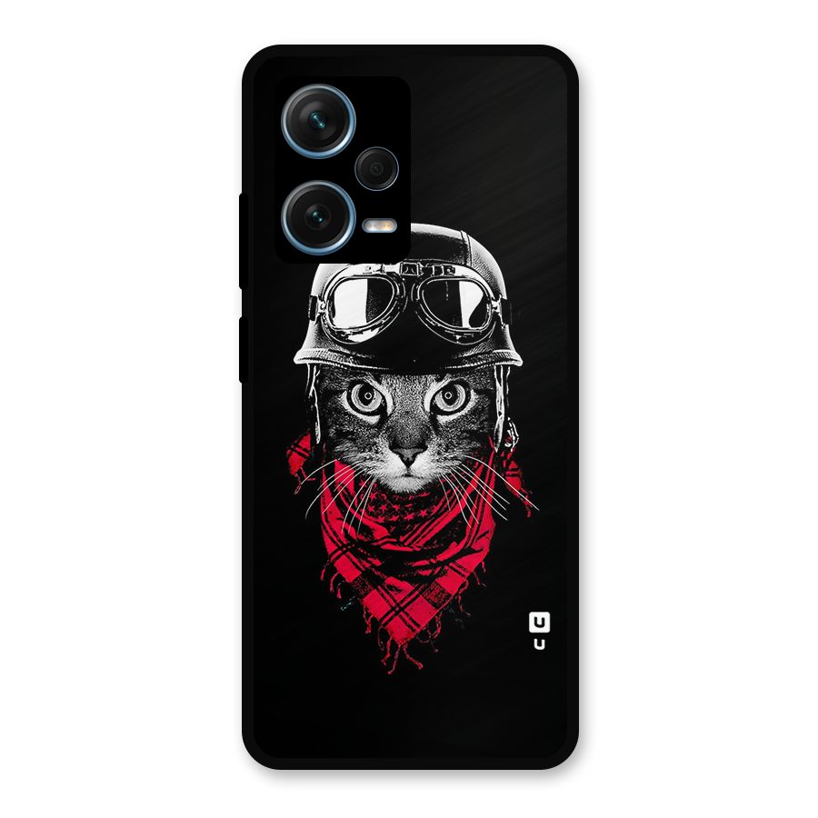 Cool Biker Cat Metal Back Case for Redmi Note 12 Pro Plus 5G