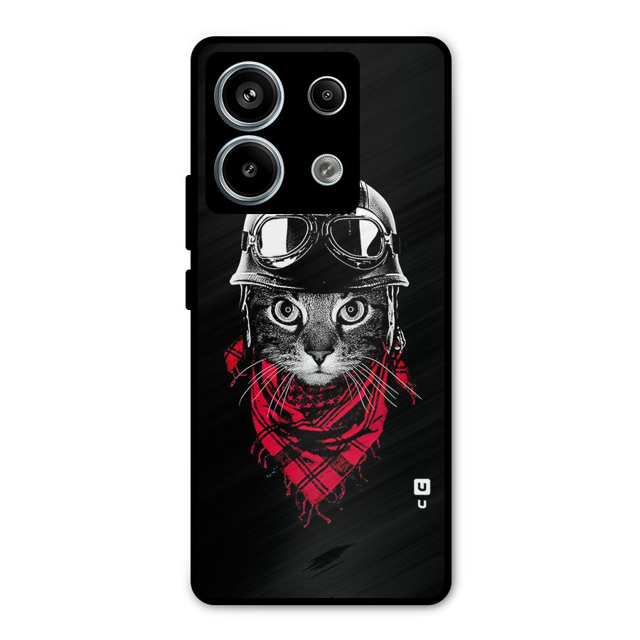 Cool Biker Cat Metal Back Case for Redmi Note 13 Pro 5G