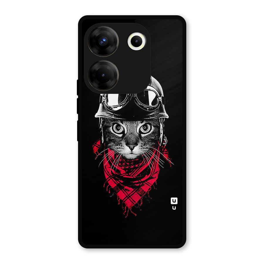 Cool Biker Cat Metal Back Case for Tecno Camon 20
