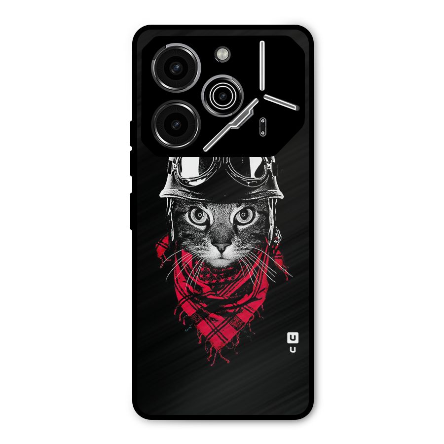 Cool Biker Cat Metal Back Case for Tecno Pova 6 Pro