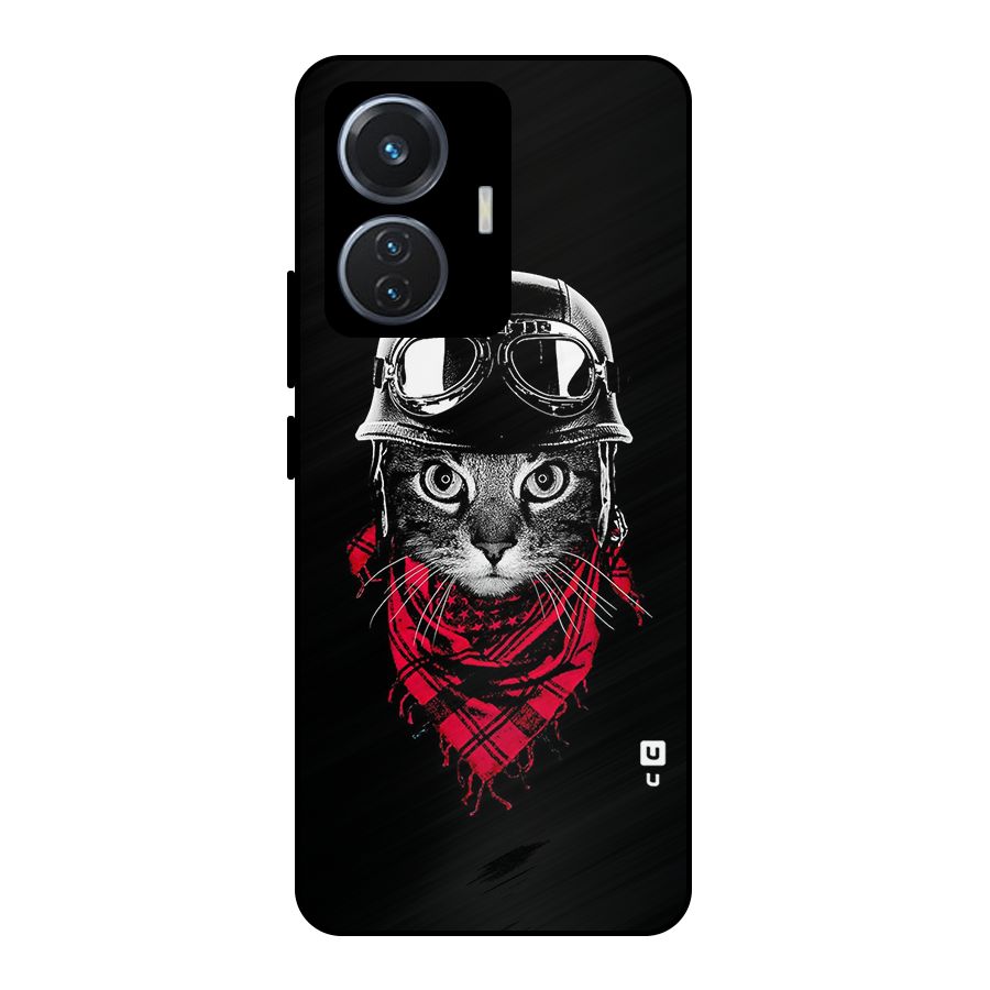 Cool Biker Cat Metal Back Case for Vivo T1 44W