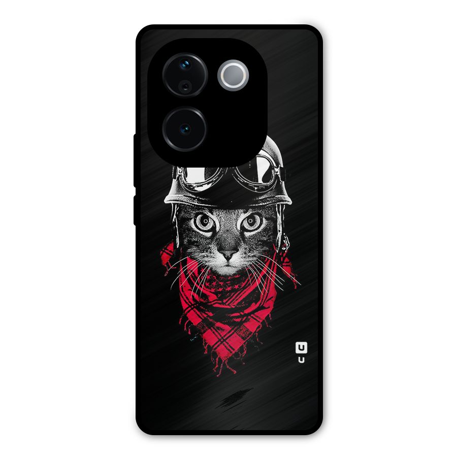 Cool Biker Cat Metal Back Case for Vivo T3 Pro