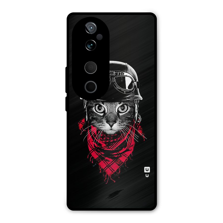 Cool Biker Cat Metal Back Case for Vivo T3 Ultra