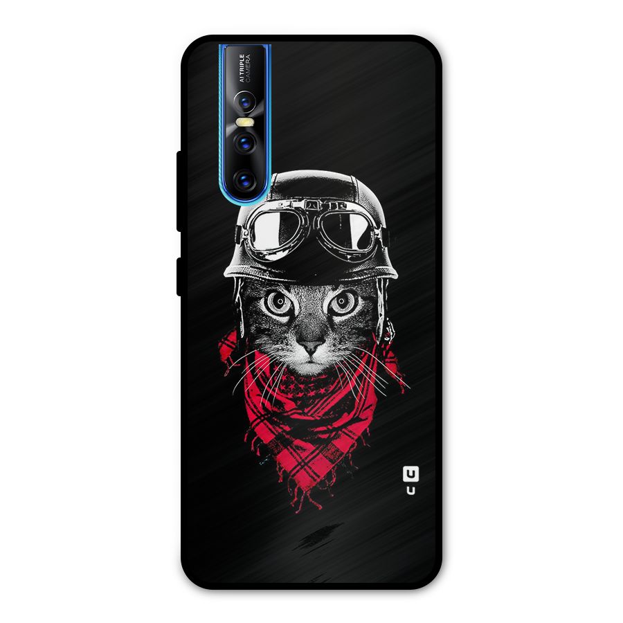 Cool Biker Cat Metal Back Case for Vivo V15 Pro