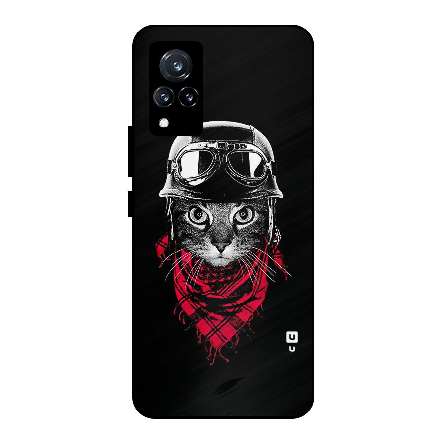 Cool Biker Cat Metal Back Case for Vivo V21 5G