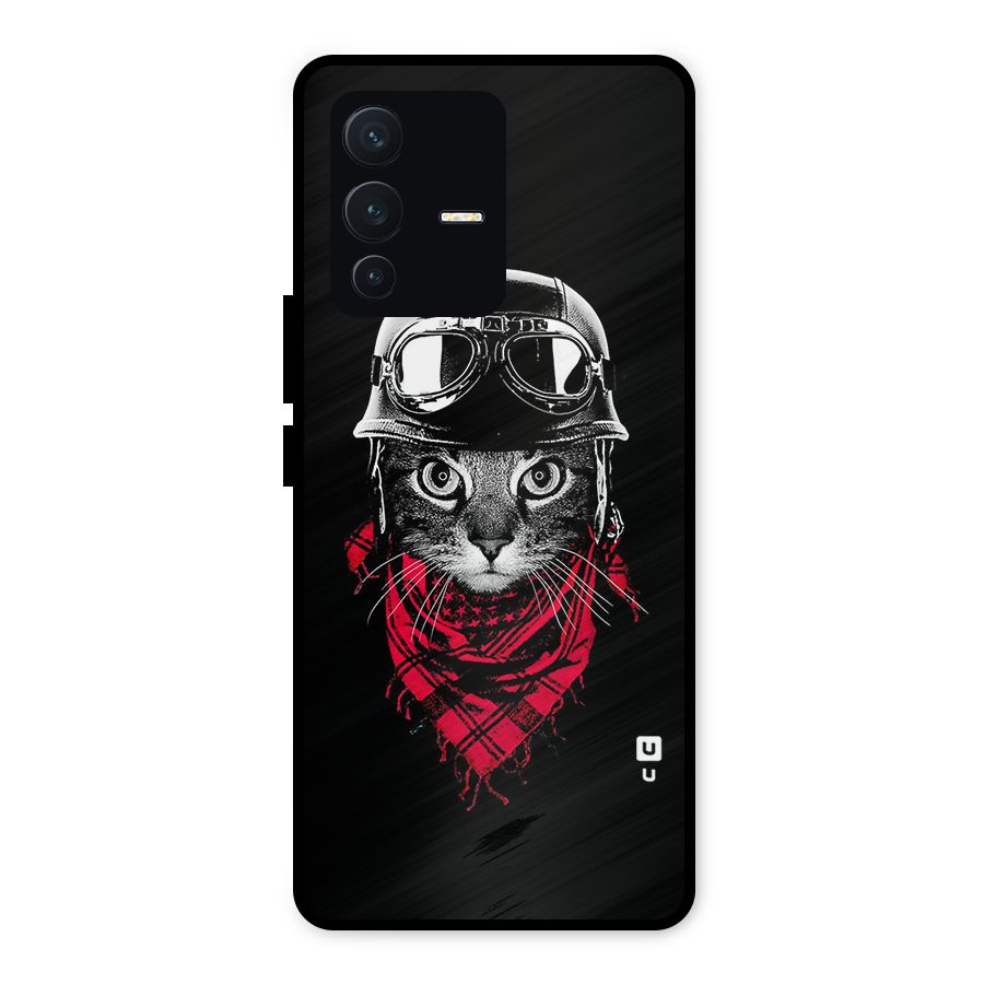 Cool Biker Cat Metal Back Case for Vivo V23 5G