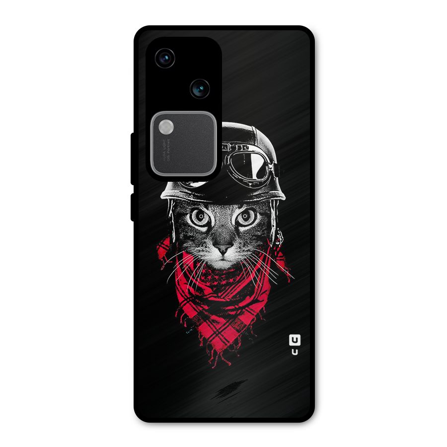 Cool Biker Cat Metal Back Case for Vivo V30 Pro