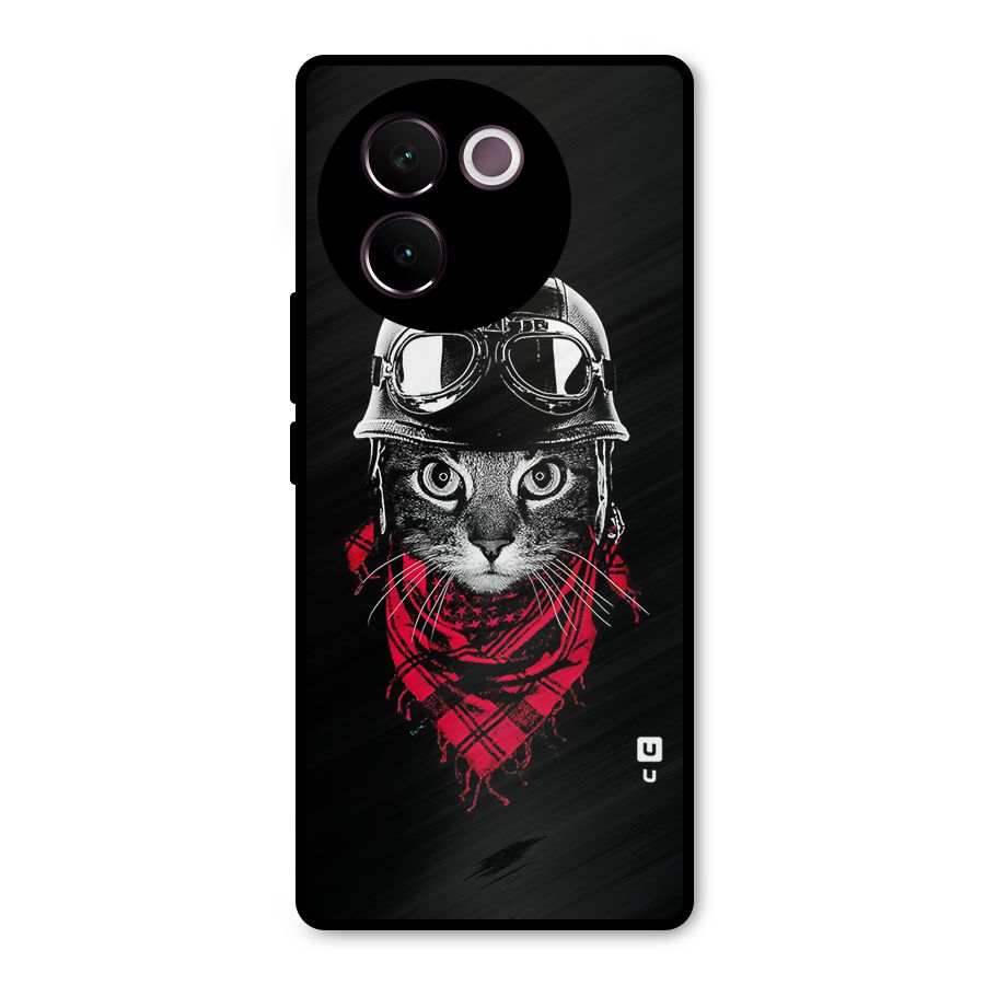 Cool Biker Cat Metal Back Case for Vivo V30e