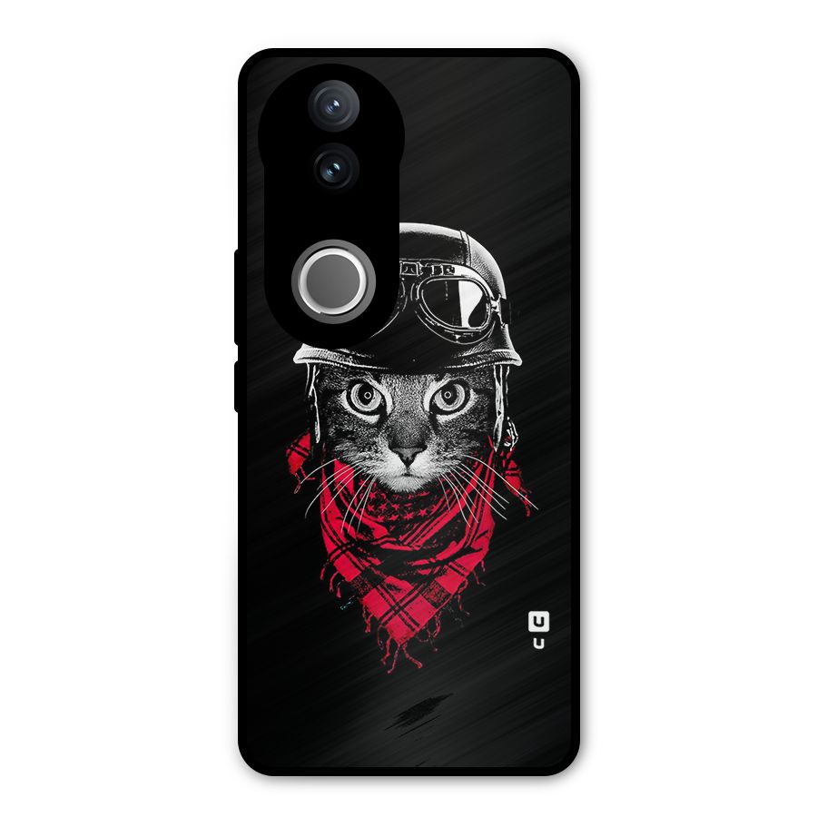Cool Biker Cat Metal Back Case for Vivo V50e