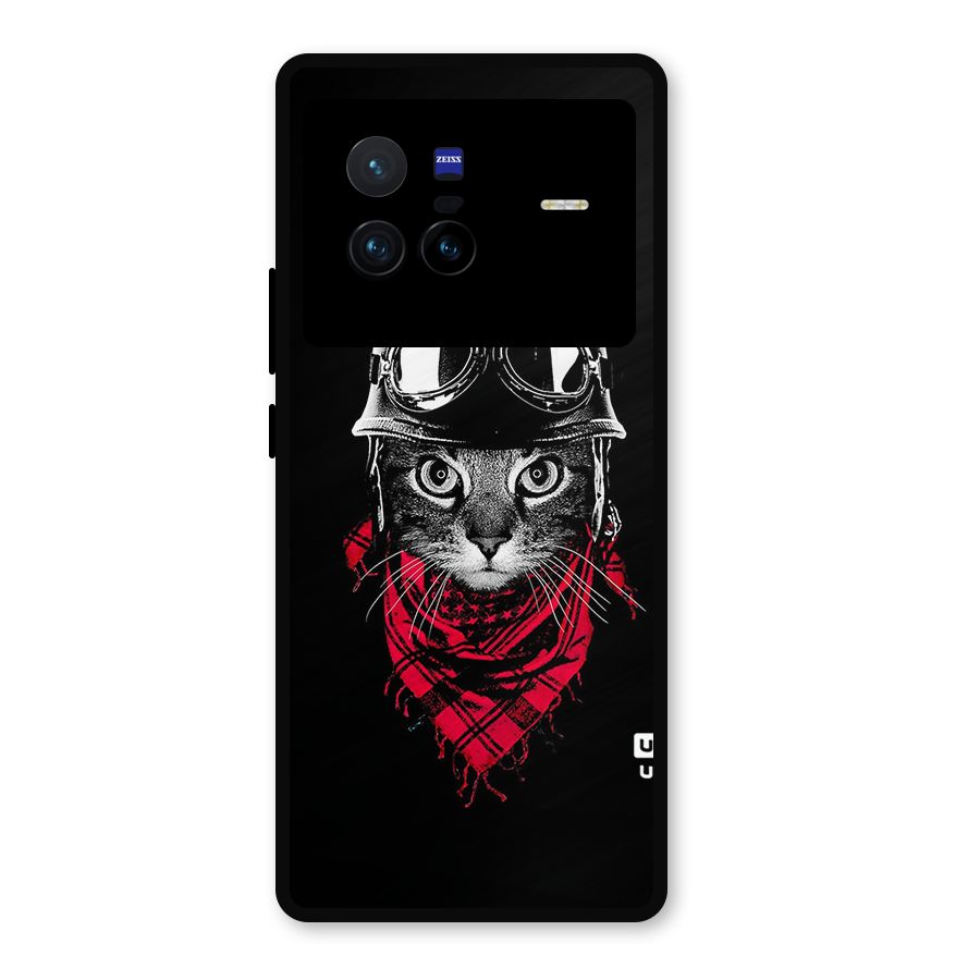 Cool Biker Cat Metal Back Case for Vivo X80