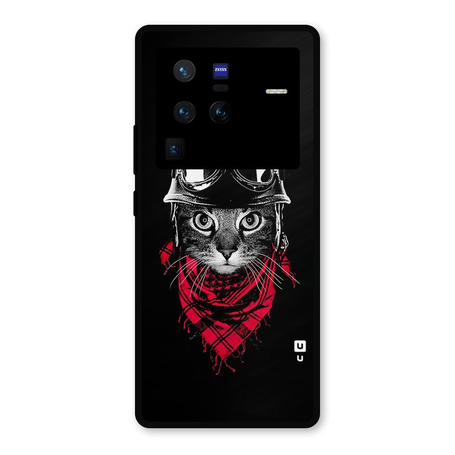 Cool Biker Cat Metal Back Case for Vivo X80 Pro