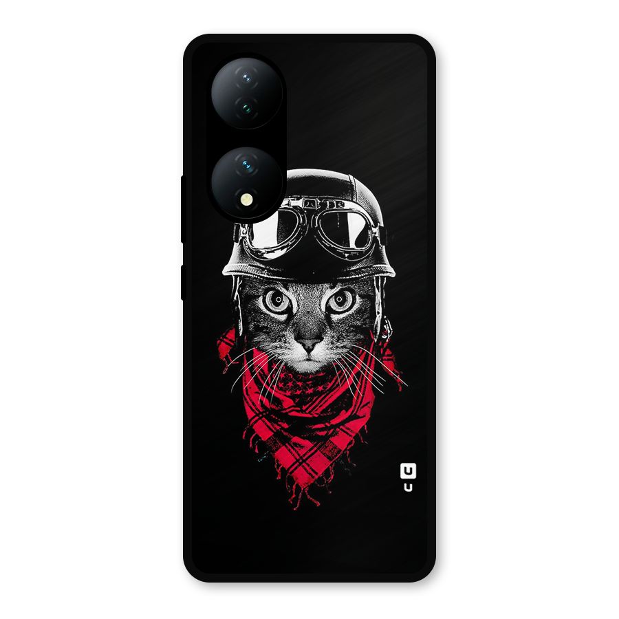 Cool Biker Cat Metal Back Case for Vivo Y100a