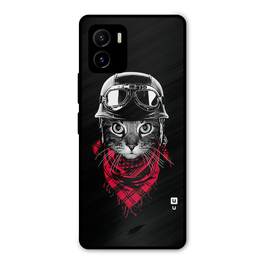 Cool Biker Cat Metal Back Case for Vivo Y15s