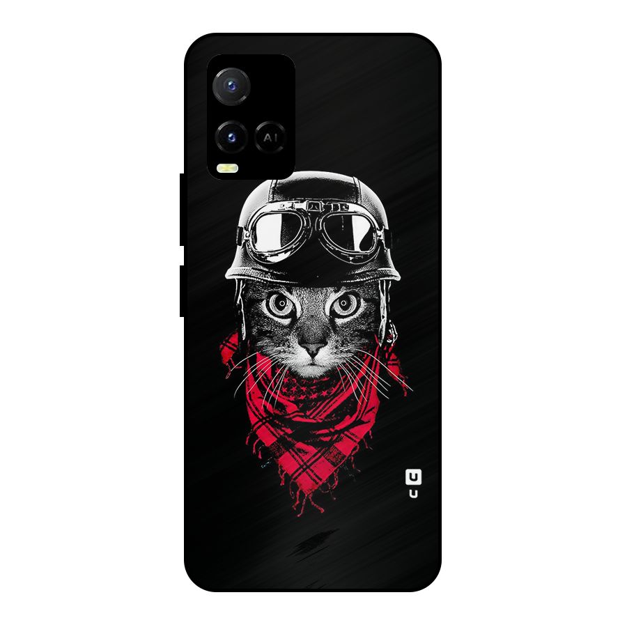 Cool Biker Cat Metal Back Case for Vivo Y21