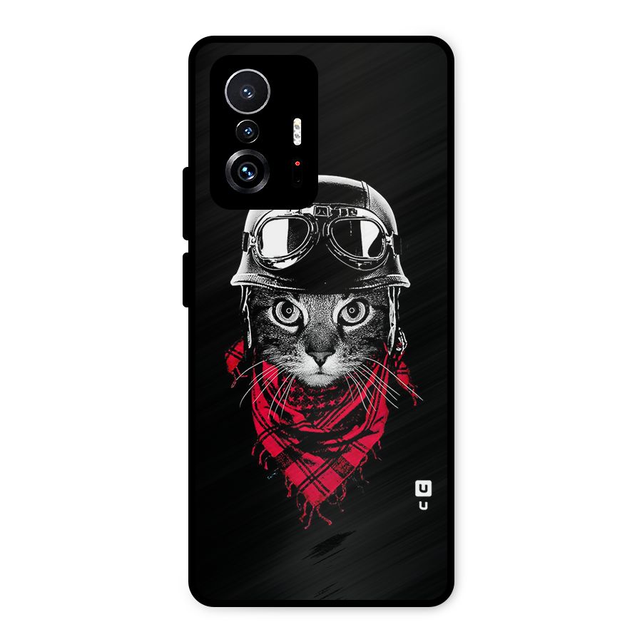 Cool Biker Cat Metal Back Case for Xiaomi 11T Pro