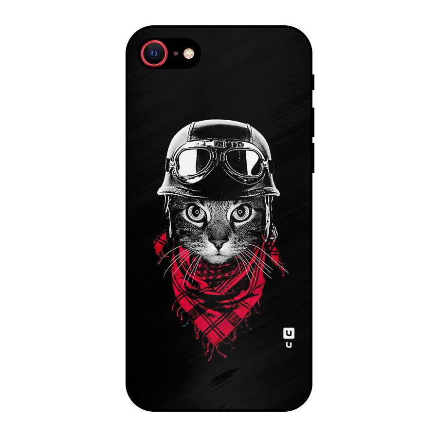 Cool Biker Cat Metal Back Case for iPhone SE 2022