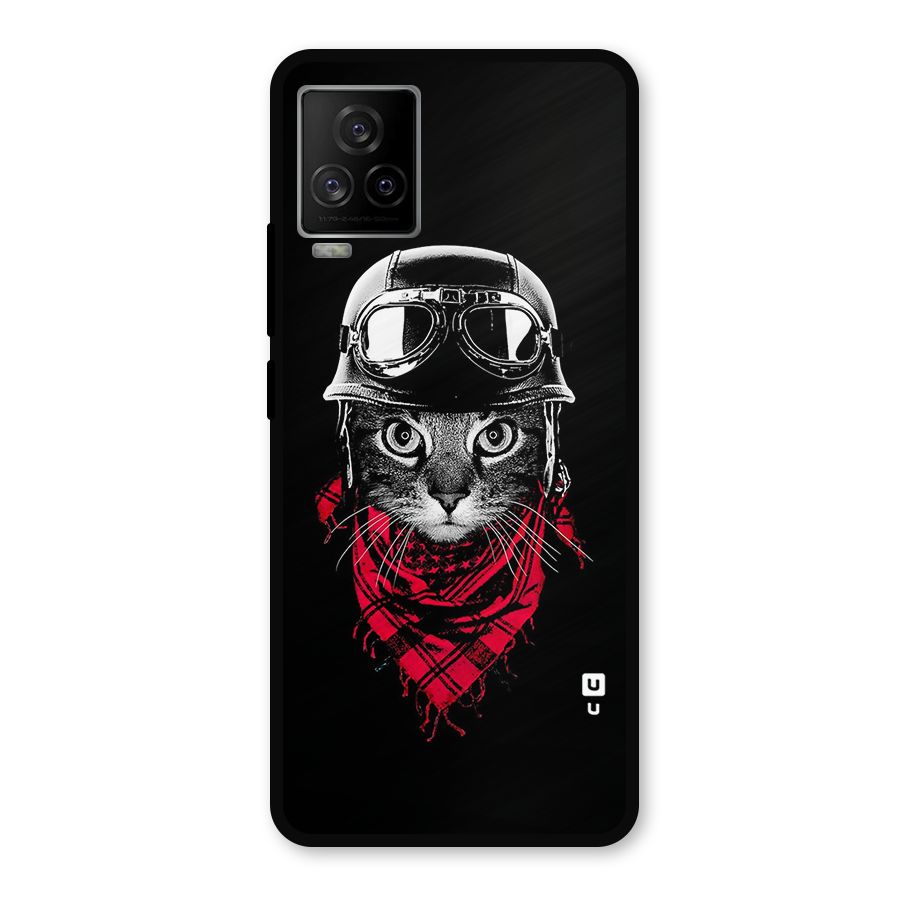 Cool Biker Cat Metal Back Case for iQOO 7 Legend 5G