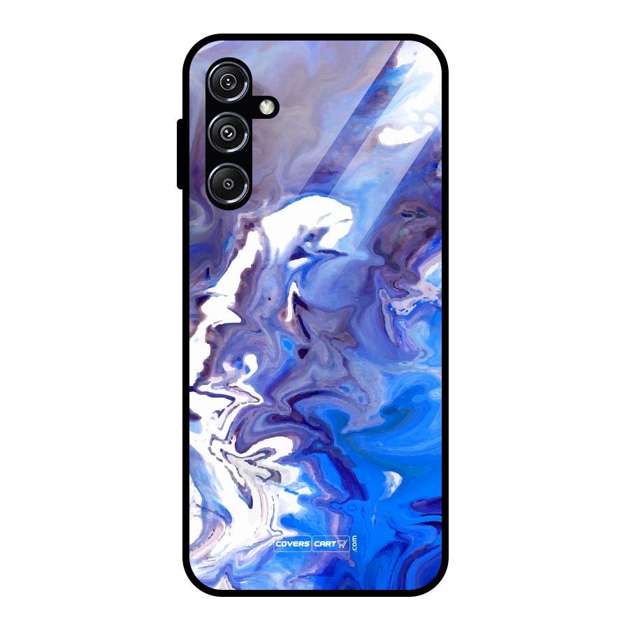 Cool Blue Marble Texture Glass Back Case for Galaxy M34 5G