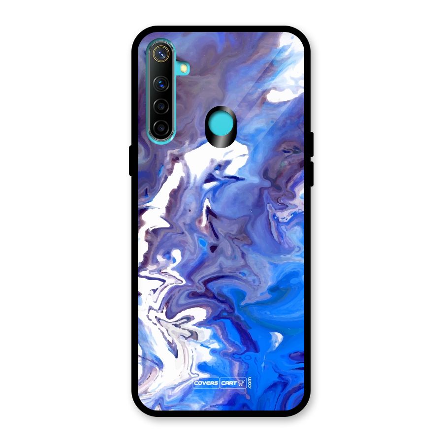 Cool Blue Marble Texture Glass Back Case for Realme 5