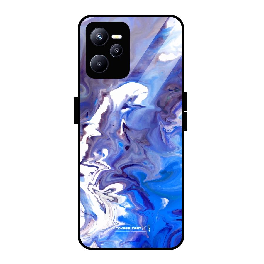 Cool Blue Marble Texture Glass Back Case for Realme C35