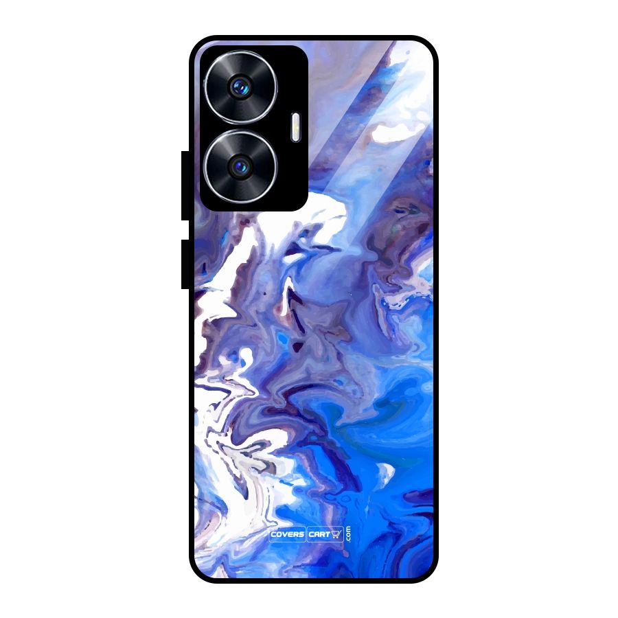 Cool Blue Marble Texture Glass Back Case for Realme Narzo N55