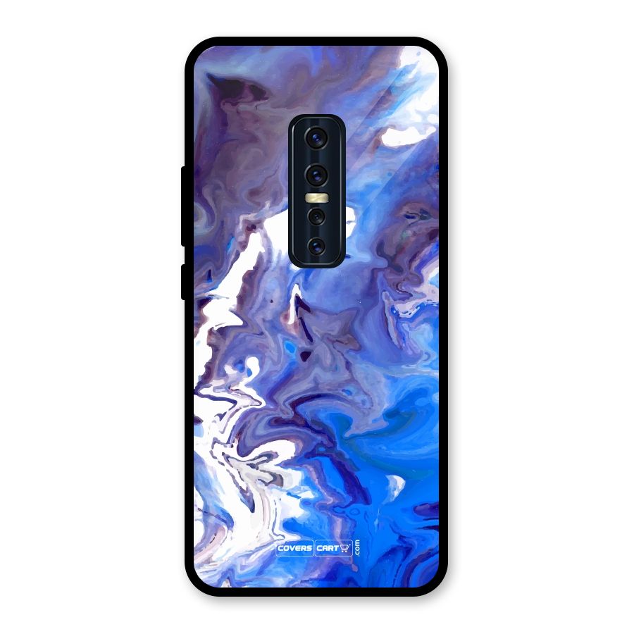 Cool Blue Marble Texture Glass Back Case for Vivo V17 Pro