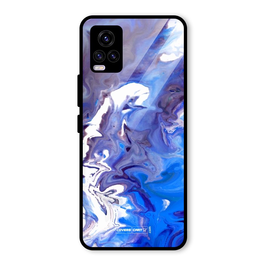Cool Blue Marble Texture Glass Back Case for Vivo V20 2021