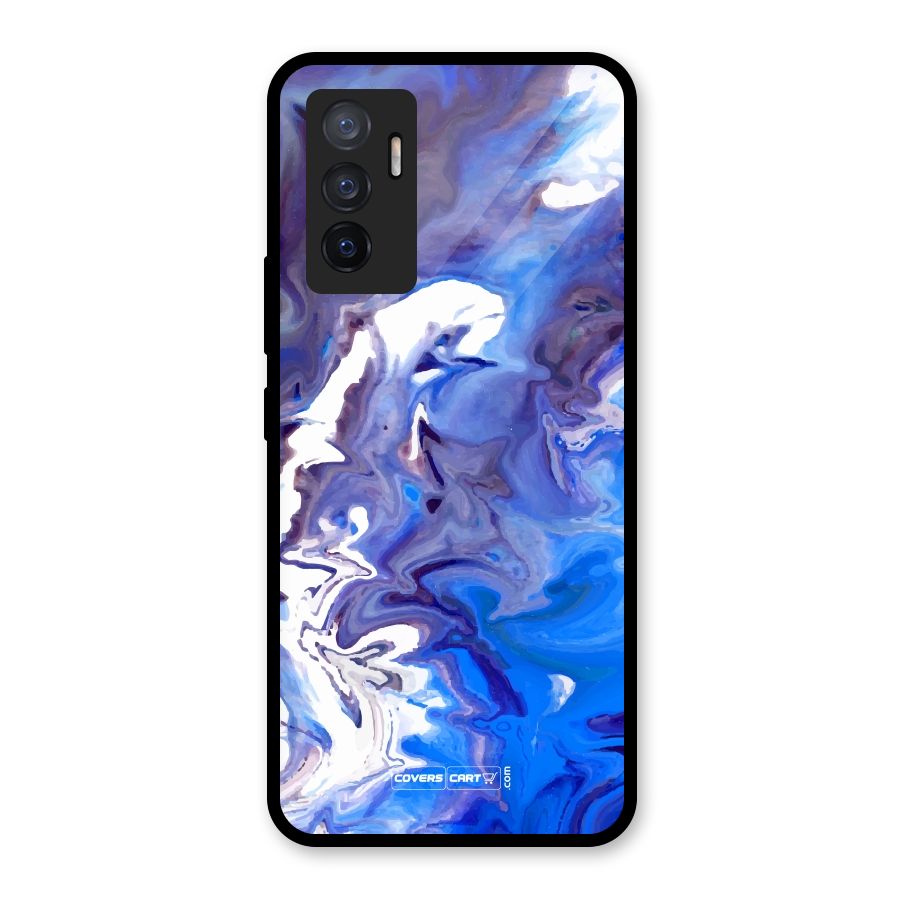 Cool Blue Marble Texture Glass Back Case for Vivo V23e