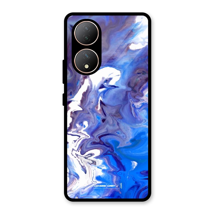 Cool Blue Marble Texture Glass Back Case for Vivo Y100A
