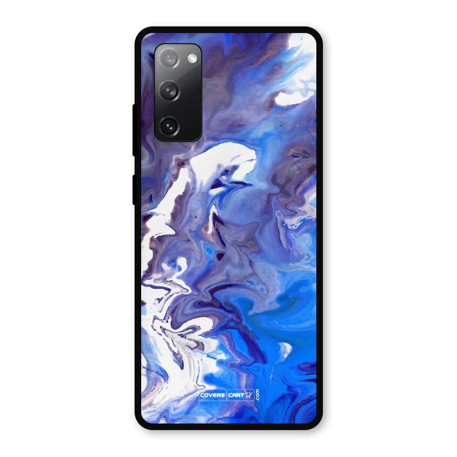 Cool Blue Marble Texture Metal Back Case for Galaxy S20 FE 5G