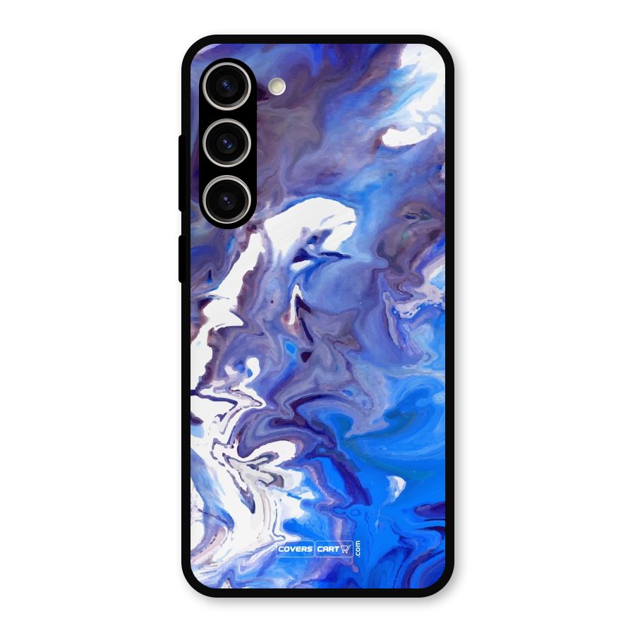 Cool Blue Marble Texture Metal Back Case for Galaxy S23 Plus
