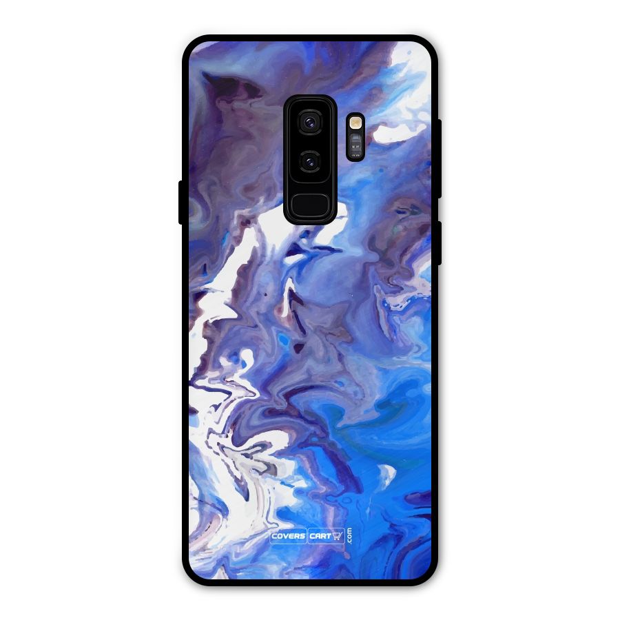 Cool Blue Marble Texture Metal Back Case for Galaxy S9 Plus