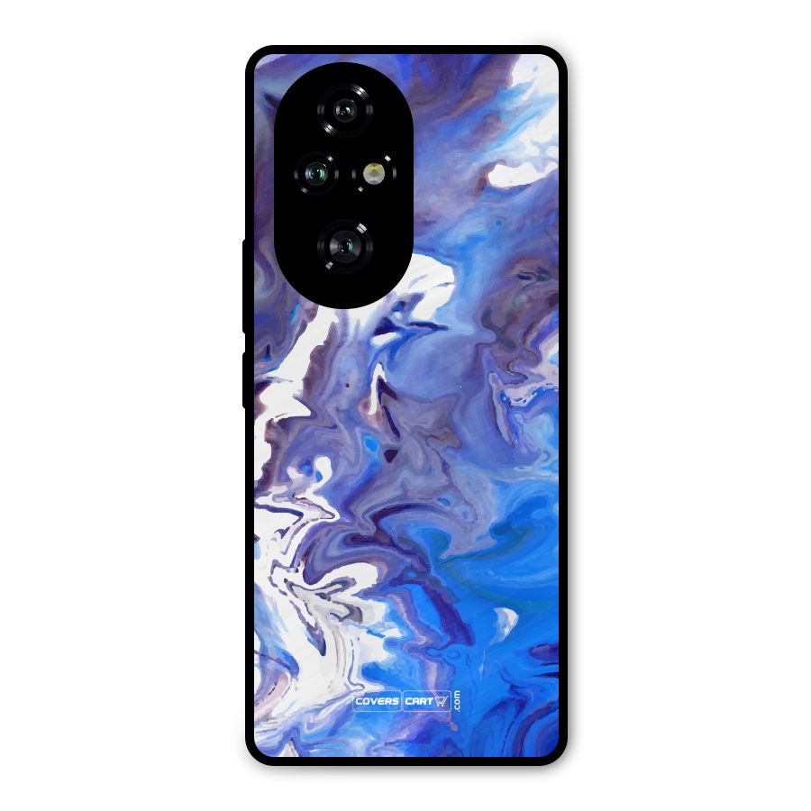 Cool Blue Marble Texture Metal Back Case for Honor 200 Pro