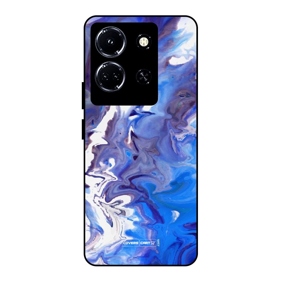 Cool Blue Marble Texture Metal Back Case for Infinix Note 30 5G