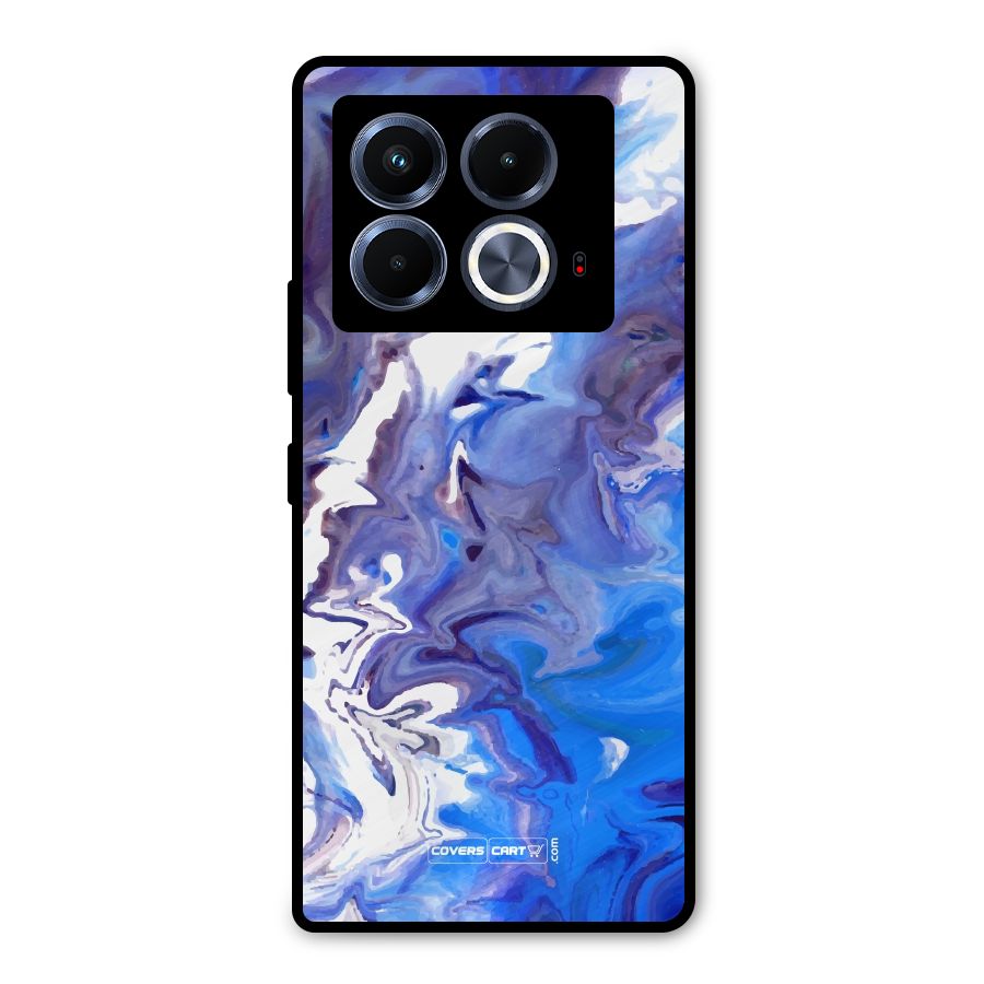Cool Blue Marble Texture Metal Back Case for Infinix Note 40 5G