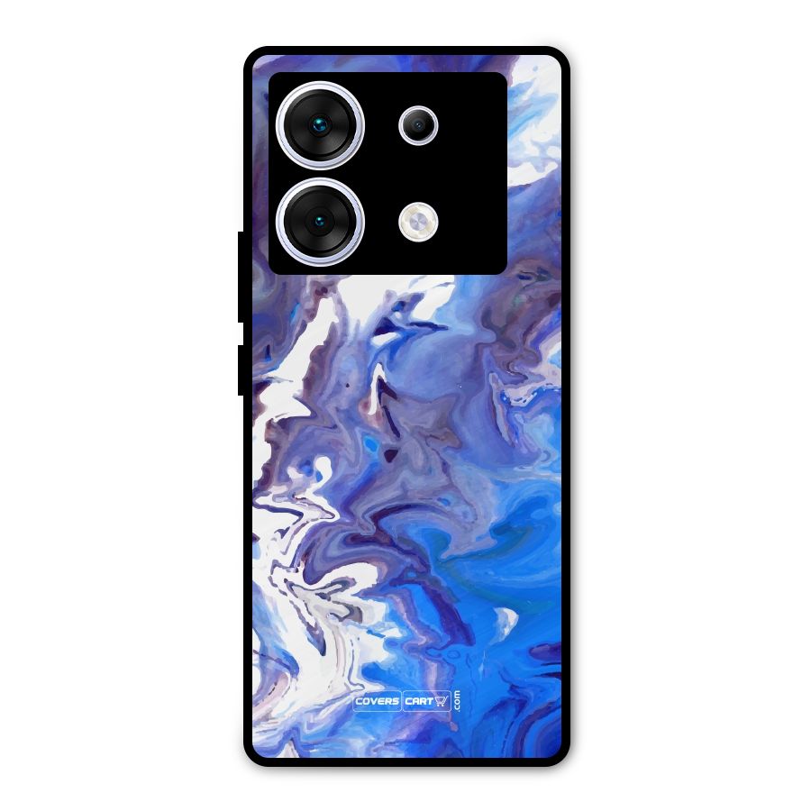 Cool Blue Marble Texture Metal Back Case for Infinix Zero 30 5G