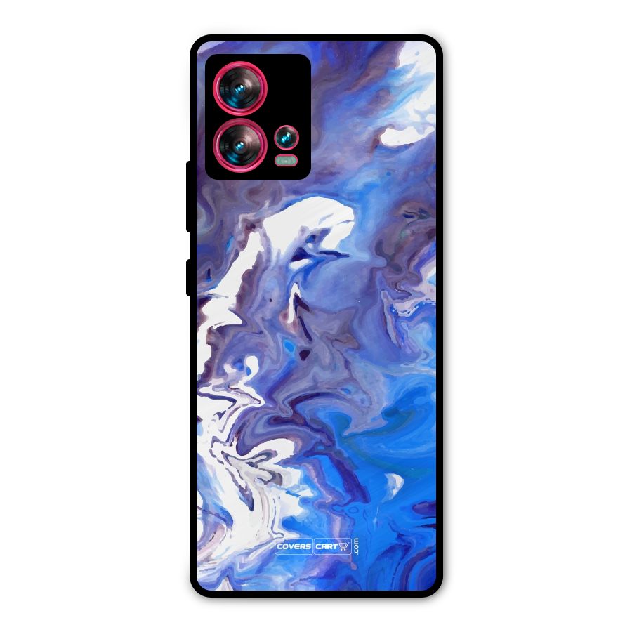 Cool Blue Marble Texture Metal Back Case for Motorola Edge 30 Fusion