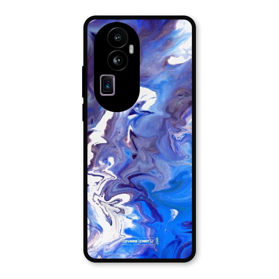 Cool Blue Marble Texture Metal Back Case for Oppo Reno10 Pro Plus