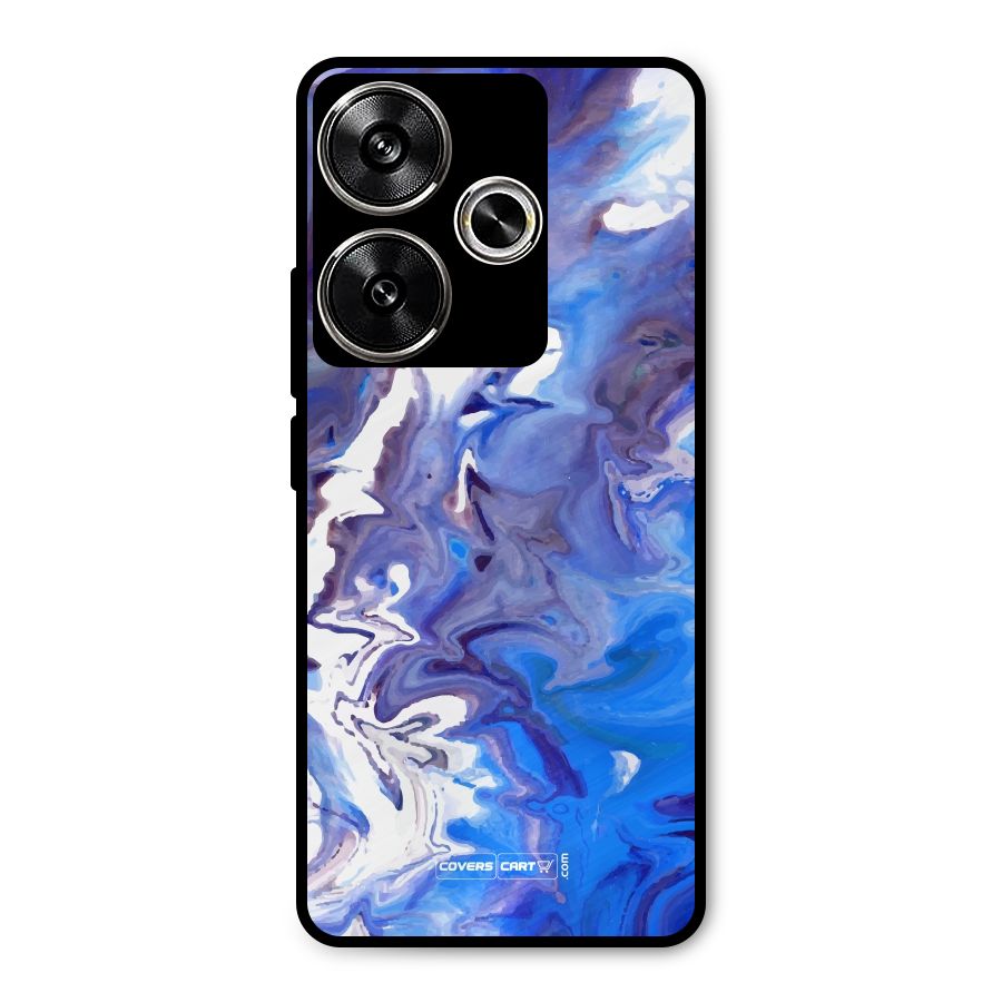 Cool Blue Marble Texture Metal Back Case for Poco F6