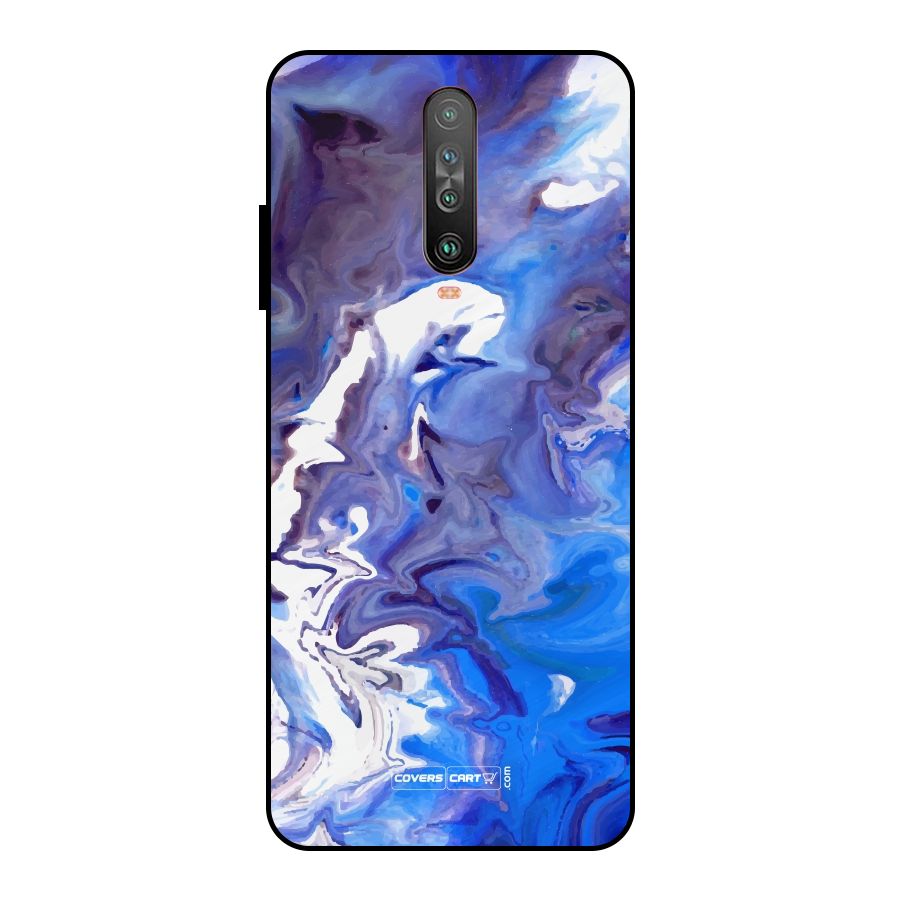 Cool Blue Marble Texture Metal Back Case for Poco X2